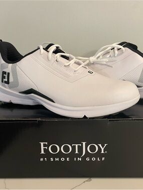 FootJoy Men's White and Black Athletic Golf Shoes